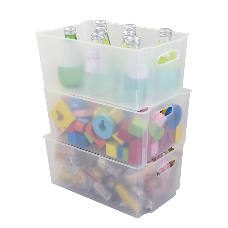 Pekky Pantry Freezer Organizer Bins Stackable Storage Box, 6 Packs, Frosted Transparent - Image 1